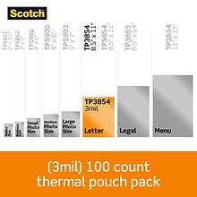 Scotch Thermal Laminating Pouches, Letter Size, 3 Mil, 100/Pack (TP3854-100)