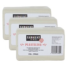 Sargent Art Plastilina Non-Hardening Modeling Clay, Cream, Grade PK-12, 2 lbs. Per Pack, 3 Packs (SA