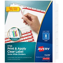 Avery Index Maker Extra-Wide Paper Dividers with Print & Apply Label Sheets, 8 Tabs, White (AVE11439
