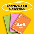 Post-it Super Sticky Notes, 4 x 6, Energy Boost Collection, Lined, 90 Sheet/Pad, 3 Pads/Pack (6603