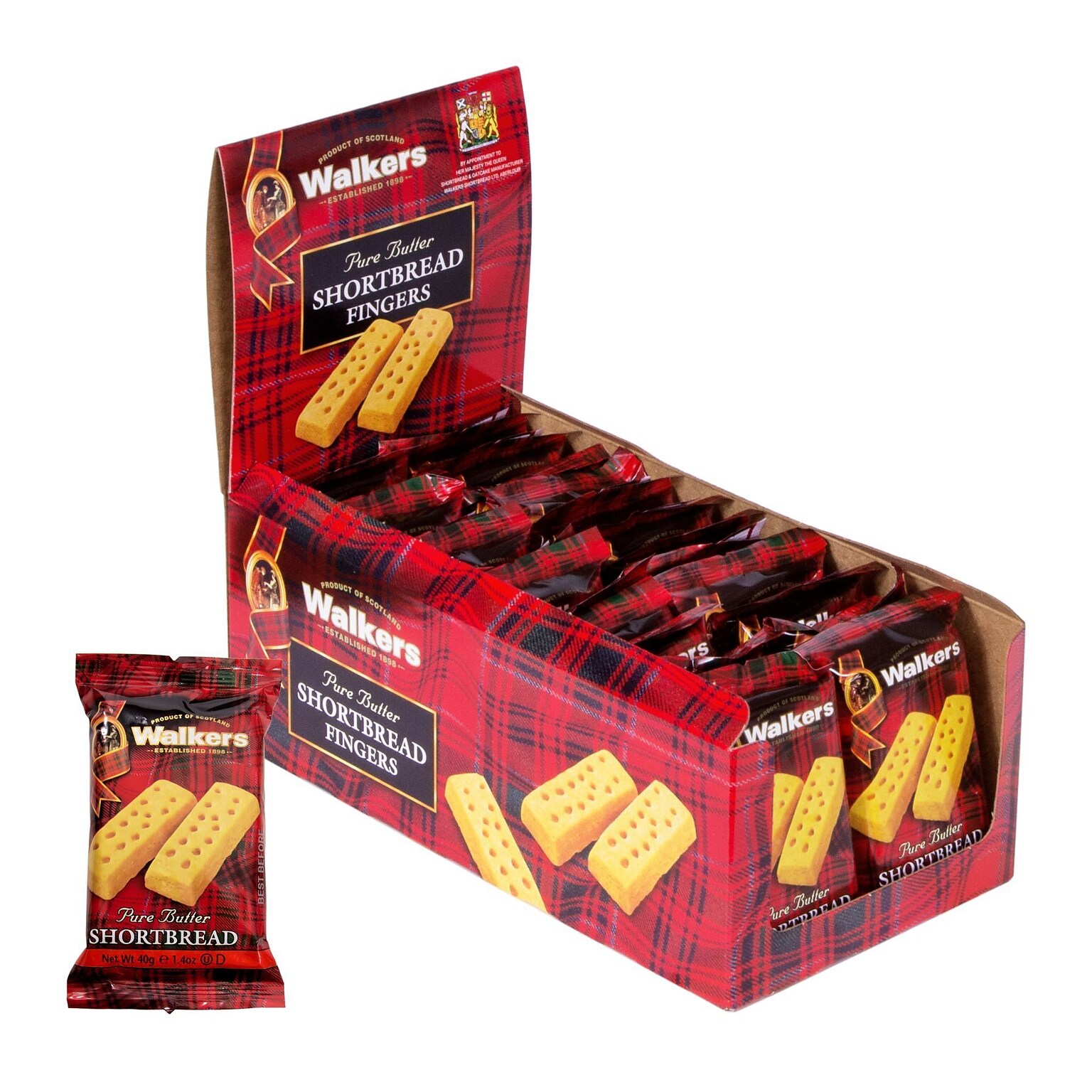 Walkers Shortbread Fingers Pure Butter Shortbread Cookies, Individually Wrapped, 1.4 oz, 24/Pack (WKR00116)