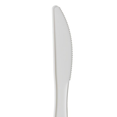 Dixie Plastic Knife 6-1/4", Medium-Weight, White, 1000/Pack (PKM21)