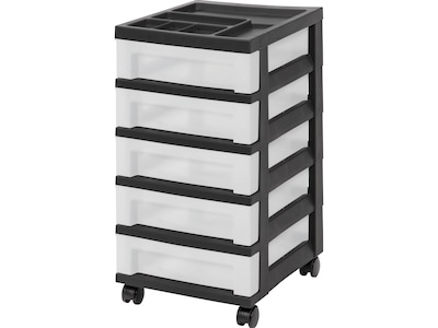Iris 5-Drawer Storage Cart, Black/Translucent White (585006)