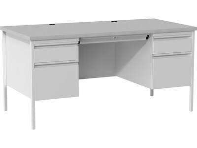 Hirsh 60W Double-Pedestal Desk, Light Gray/Gray (20103)