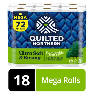 Quilted Northern Ultra Soft & Strong 2-Ply Standard Toilet Paper, White, 295 Sheets/Roll, 18 Rolls/C