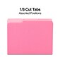 Quill Brand® Interior File Folders, 1/3-Cut, Letter Size, Pink, 100/Box (7391PK)
