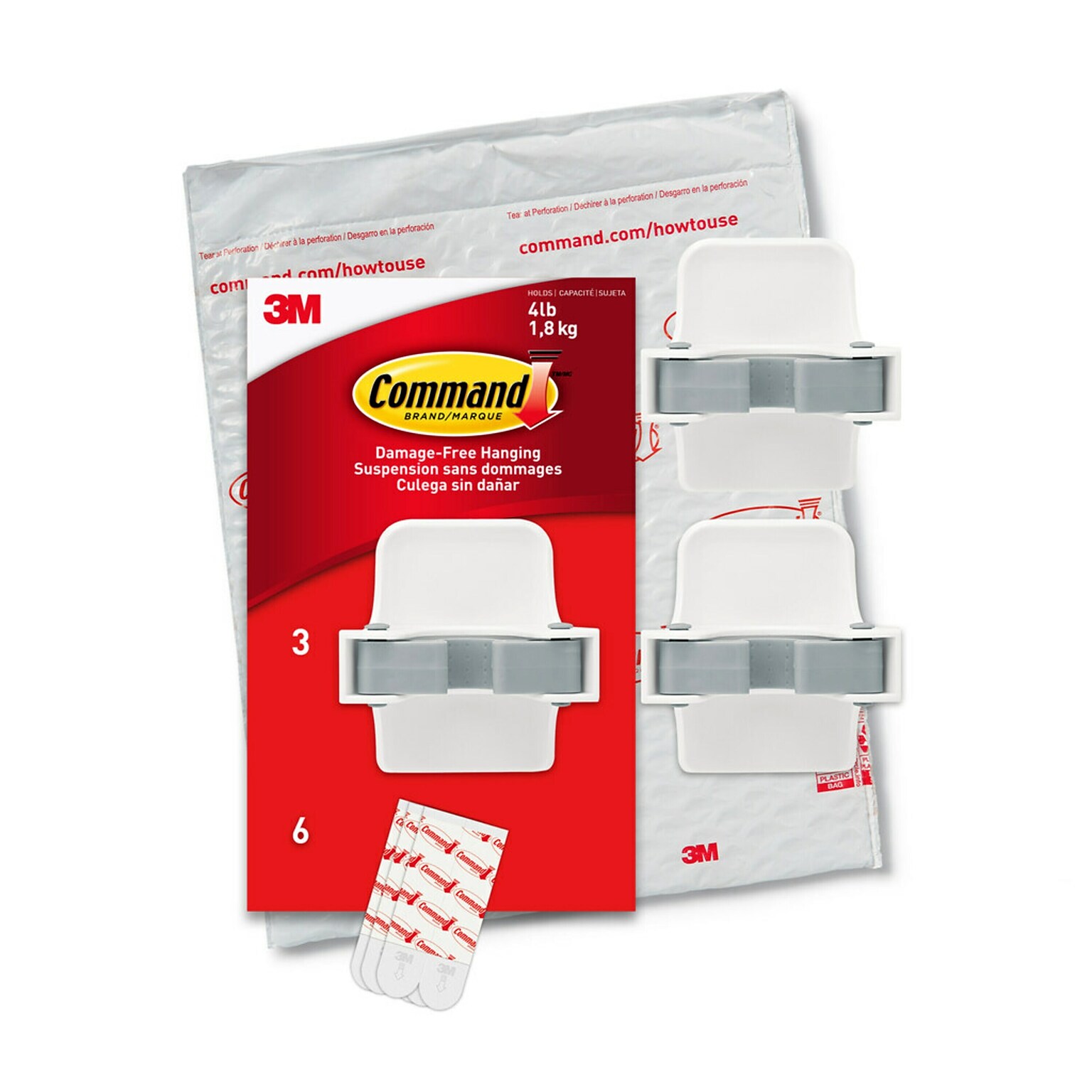 Command™Large Broom Gripper, White, 3 Grippers/Pack (17007-3NA)