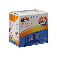 Elmers All Purpose Permanent Washable Glue Sticks, 0.21 oz., Clear, 12/Pack (E510)