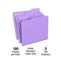 Staples® Reinforced File Folders, 1/3 Cut Tab, Letter Size, Purple, 100/Box (TR508945)