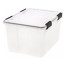 Iris WeatherPro Stackable Polypropylene Storage Box, 11.75 x 19.7 x 15.75, 46 Qt., Clear, 6/Pack