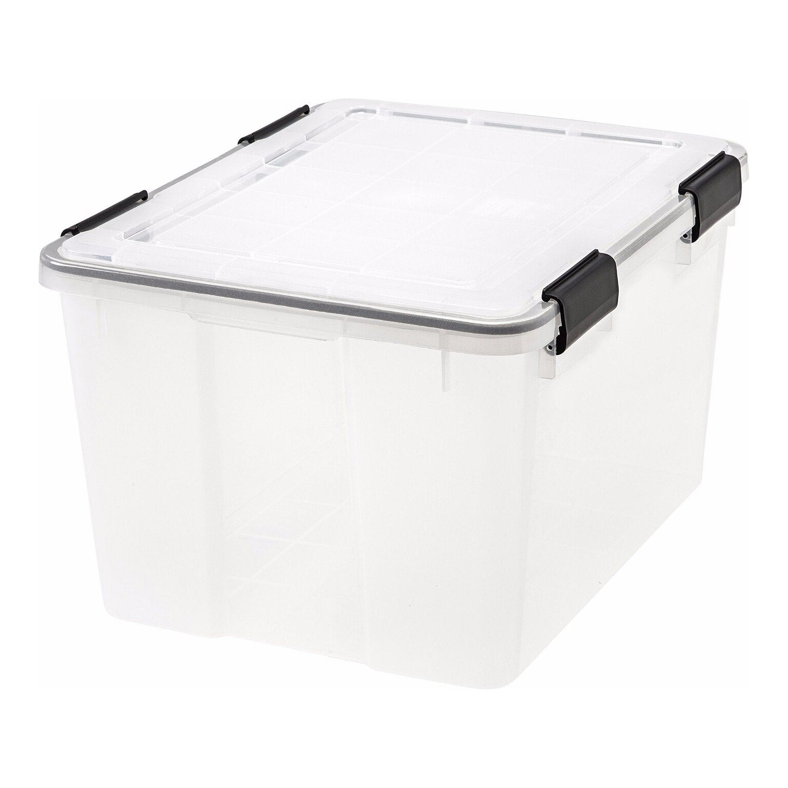 Iris WeatherPro Stackable Polypropylene Storage Box, 11.75 x 19.7 x 15.75, 46 Qt., Clear, 6/Pack (110450)