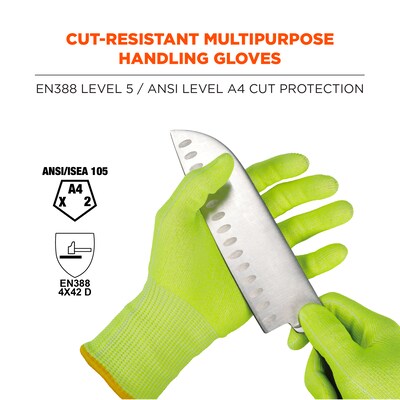 Ergodyne ProFlex 7040 Seamless Knit Cut Resistant Gloves, Food Safe, ANSI A4, Lime, XXL, 144 Pairs (