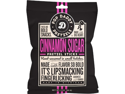 Pop Daddy Cinnamon Sugar Pretzels Sticks, 3 oz., 15 Bags/Box (OPD00583)