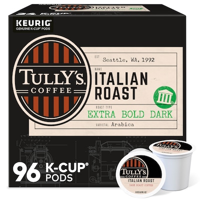 Tullys Italian Roast Coffee Keurig® K-Cup® Pods, Dark Roast, 96/Carton (700288)