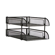 Mind Reader 2-Tier Stackable Paper Desk Tray Organizer, Metal Black, 2/Pack (CSTACK2-BLK)