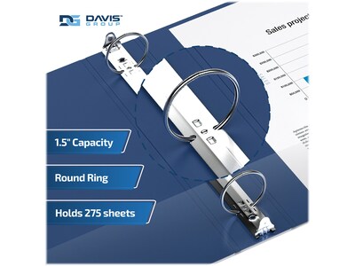 Davis Group Premium Economy 1 1/2" 3-Ring Non-View Binders, Royal Blue, 6/Pack (2312-92-06)