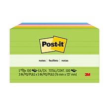 Post-it Notes, 3 x 5, Floral Fantasy Collection, Lined, 100 Sheet/Pad, 5 Pads/Pack (635-5AU)