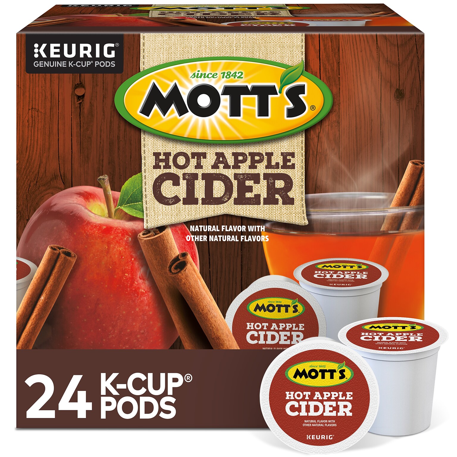 Motts Hot Apple Cider, 0.79 oz. Keurig K-Cup Pods, 24/Box (386040)