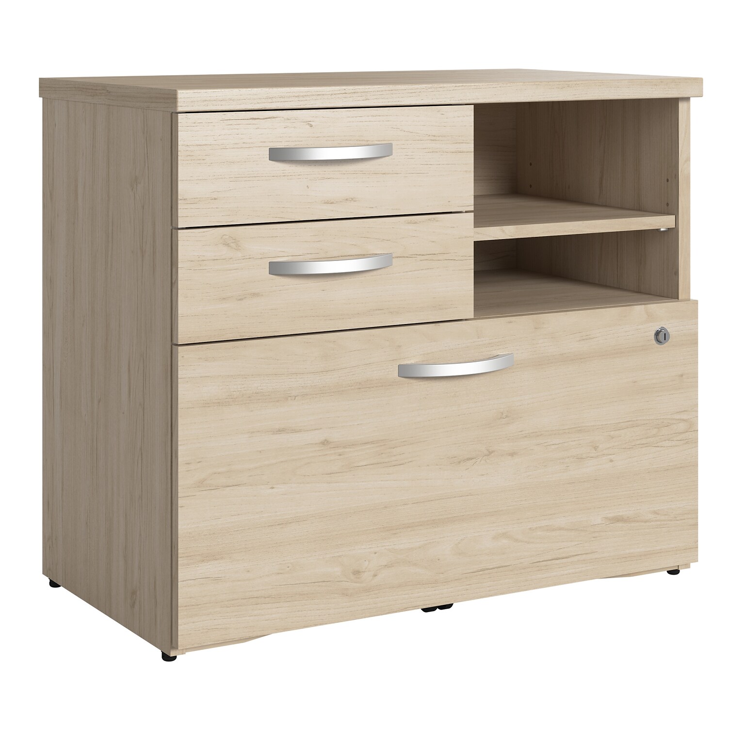 Bush Business Furniture Studio C Office Storage Cabinet with Drawers and Shelves, Natural Elm (SCF130NESU)
