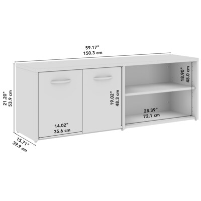 Bush Business Furniture Studio C Low Storage Cabinet with Doors and Shelves, Natural Elm (SCS160NE)