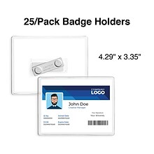 Staples Magnetic Badge Holders, 3 x 4, Vinyl, Clear, 25/Pack (51924)