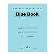 Roaring Spring Paper Products 1-Subject Exam Notebooks, 7 x 8.5, Wide Ruled, 4 Sheets, Blue (ROA77