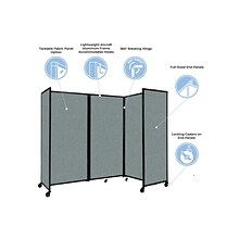 Versare The Room Divider 360 Freestanding Folding Portable Partition, 72H x 300W, Ocean Fabric (11