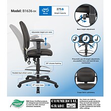 Boss® Multi-Function Fabric Drafting Stool w/ Adjustable Arm; Black