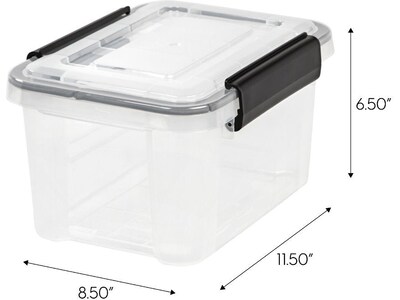 Iris WeatherPro Stackable Polypropylene Storage Box, 6.5 x 11.5 x 8.5, 6.5 Qt., Clear, 6/Pack (11