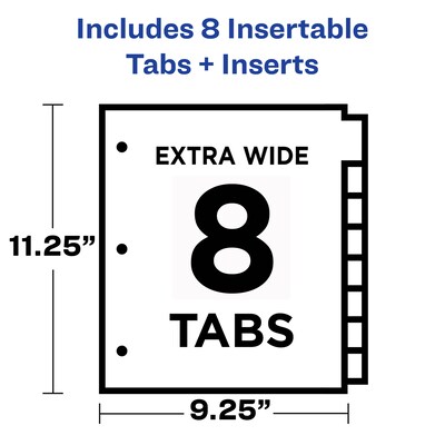 Avery Big Tab Insertable Plastic Dividers with 2 Pockets, 8 Tabs, Multicolor (11907)