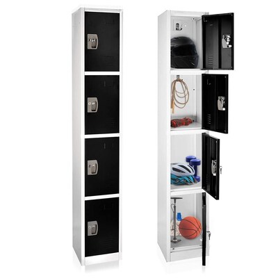 AdirOffice 72'' 4-Tier Key Lock Black Steel Storage Locker,  4/Pack (629-204-BLK-4PK)