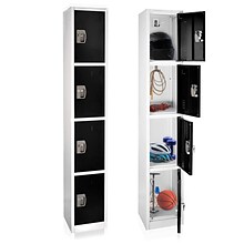 AdirOffice 72 4-Tier Key Lock Black Steel Storage Locker,  4/Pack (629-204-BLK-4PK)