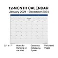 2024 Staples 22 x 17 Desk Pad Calendar, Navy (ST59700-24)