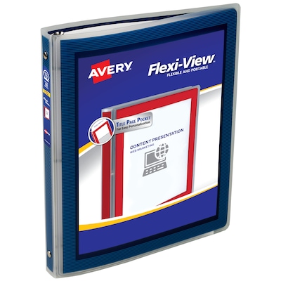 Avery Flexi-View Heavy Duty 1/2 3-Ring View Binders, Navy Blue (15766/14987-CC)