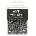 JAM Paper® Colored Standard Paper Clips, Small 1 Inch, Grey Paperclips, 2 Packs of 100 (21830626a)