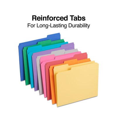 Staples® Reinforced File Folders, 1/3 Cut Tab, Letter Size, Assorted Colors, 100/Box (TR508994)