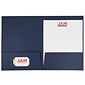 JAM Paper 2-Pocket Portfolio Folder, Navy Blue Linen, 6/Pack (26982d)