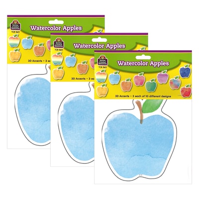 Teacher Created Resources Watercolor Apples Accents, 30 Per Pack, 3 Packs (TCR5611-3)