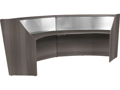 Regency Marque 124.5"W Curved Reception Desk Workstation, Driftwood Gray (77312GY)
