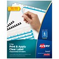 Avery Index Maker Unpunched Paper Dividers with Print & Apply Label Sheets, 5 Tabs, White, 25 Sets/P