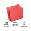 Staples® Reinforced File Folders, 1/3 Cut Tab, Letter Size, Red, 100/Box (TR508978)