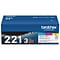 Brother TN-221 Cyan/Magenta/Yellow Standard Yield Toner Cartridge, Up to 1,400 Pages, 3/Pack  (TN221