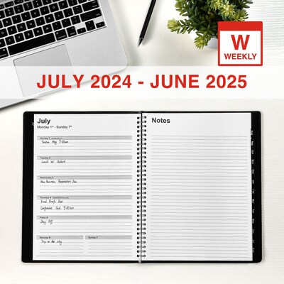 2024-2025 Staples 8 x 11 Academic Weekly & Monthly Planner, Faux Leather Cover, Black (ST23572-23)