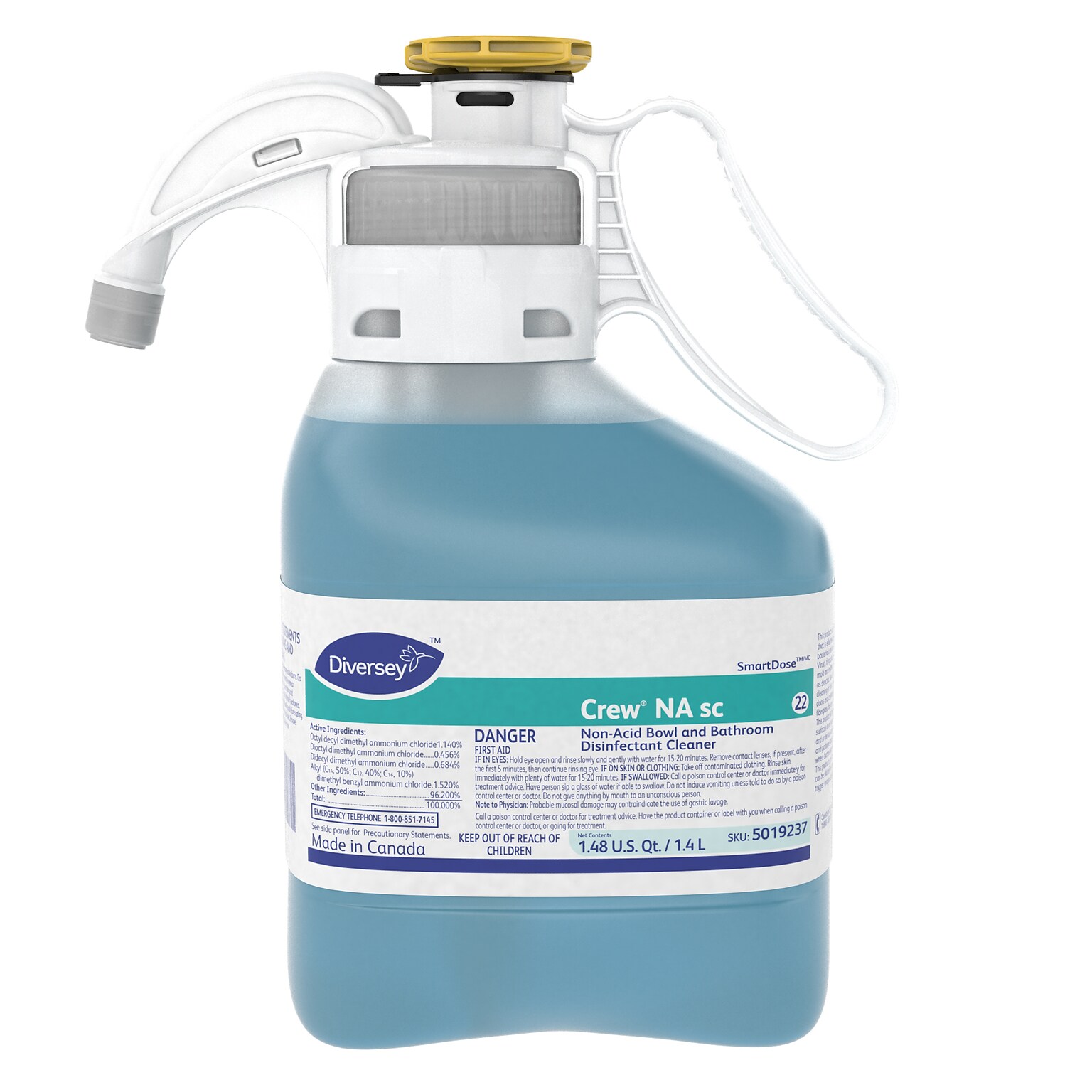 Crew NA SC Non-Acid Bowl & Bathroom Restroom Cleaner for Diversey SmartDose, Floral Scent, 47.3oz. (5019237)