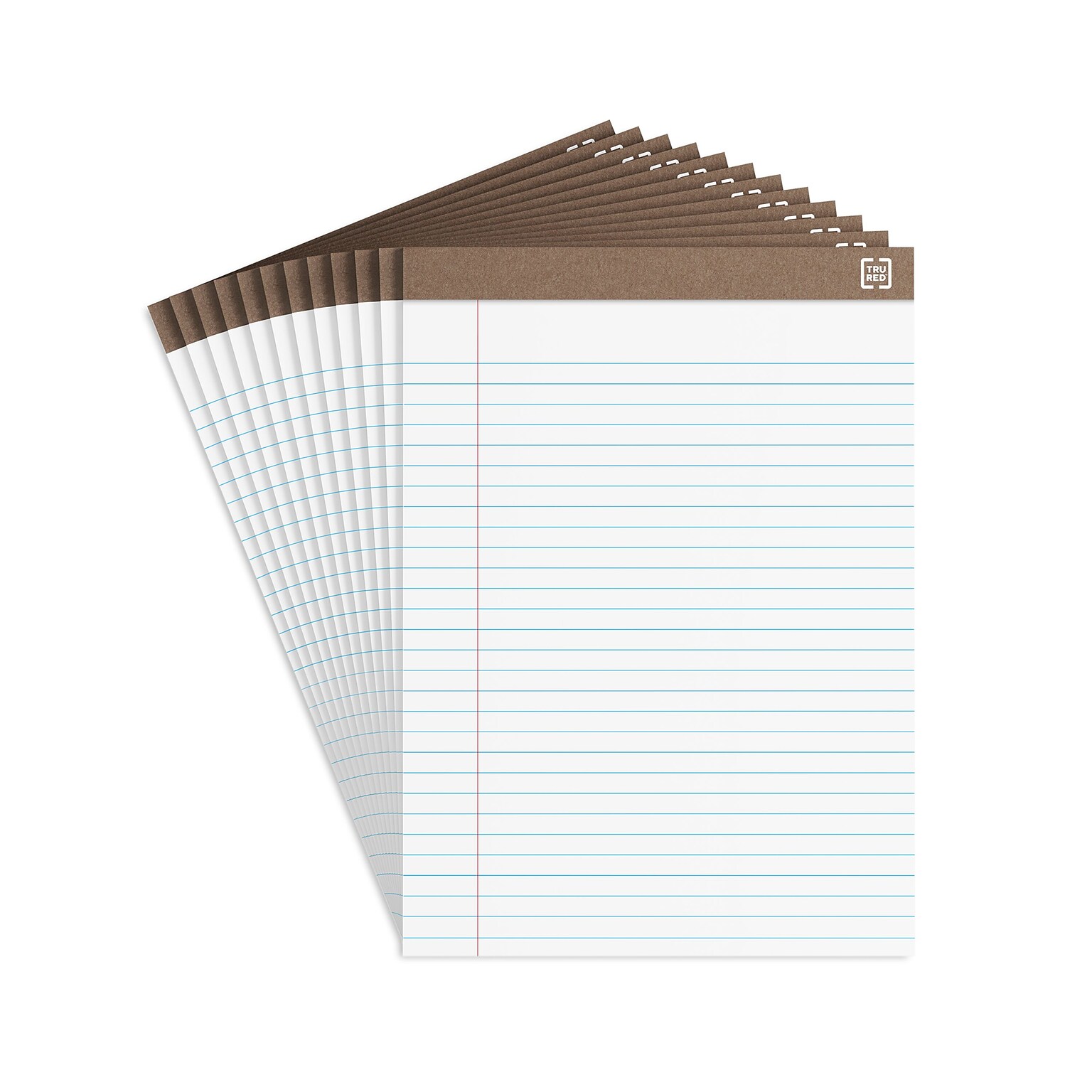TRU RED™ Notepads, 8.5 x 11.75, Wide Ruled, White, 50 Sheets/Pad, Dozen Pads/Pack (TR58185)