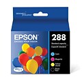 Epson T288 Black/Cyan/Magenta/Yellow Standard Yield Ink Cartridge, 4/Pack (T288120-BCS)