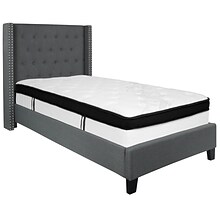 Flash Furniture Riverdale Tufted Upholstered Platform Bed in Dark Gray Fabric with Memory Foam Mattr