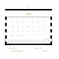 2024-2025 Blue Sky Day Designer Rugby Stripe Black 22" x 17" Academic Monthly Desk Pad Calendar, White/Black (138443-A25)