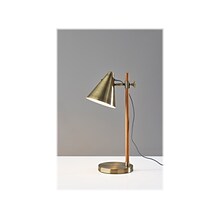 Adesso Bryn Desk Lamp, 20, Natural Rubberwood/Antique Brass (3760-12)
