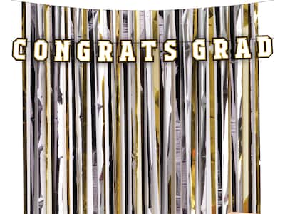 Amscan Congrats Grad Graduation Fringe Backdrop Kit, Multicolor (671455)